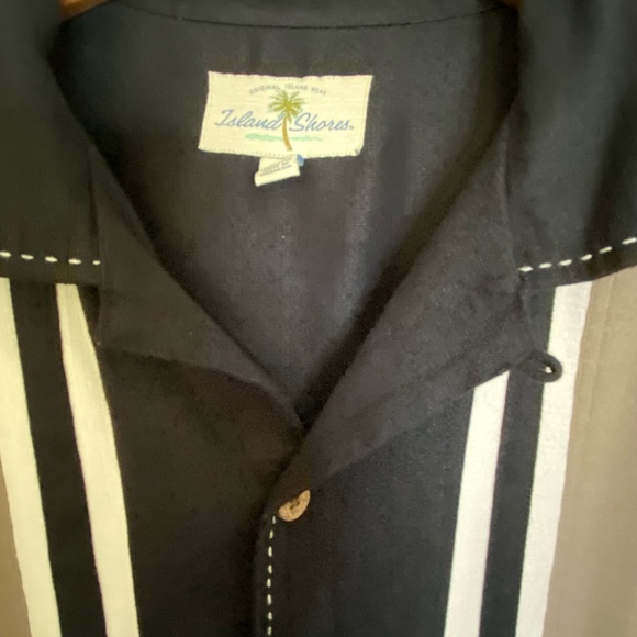 Island Shores Mens Island Wear Black Vacation Resort Bowling Shirt-Sz-L - Picture 2 of 15